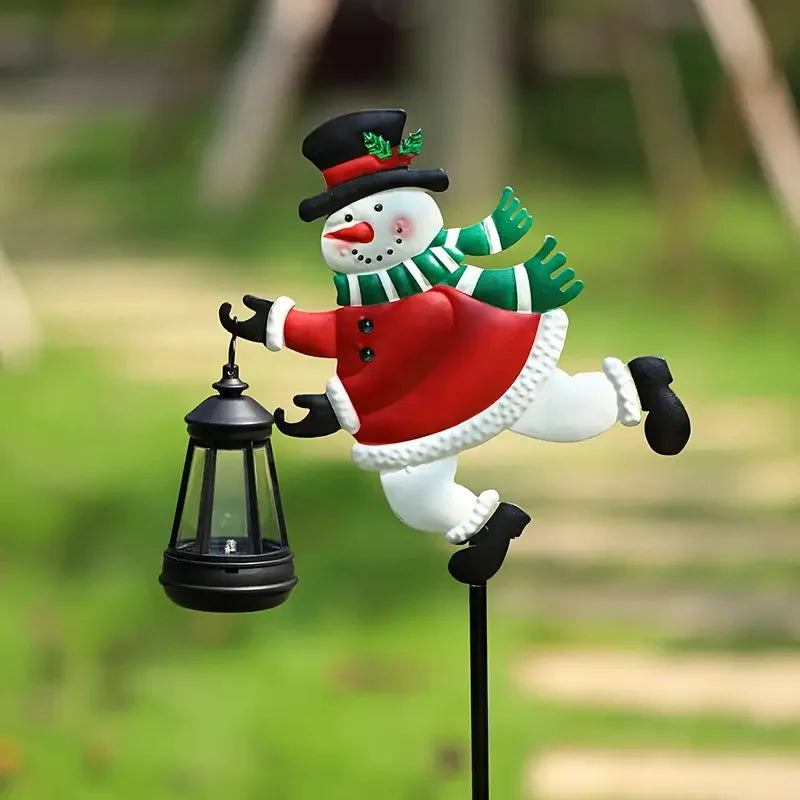 Lampe Solaire Bonhomme de Neige LED pour Cour et Pelouse