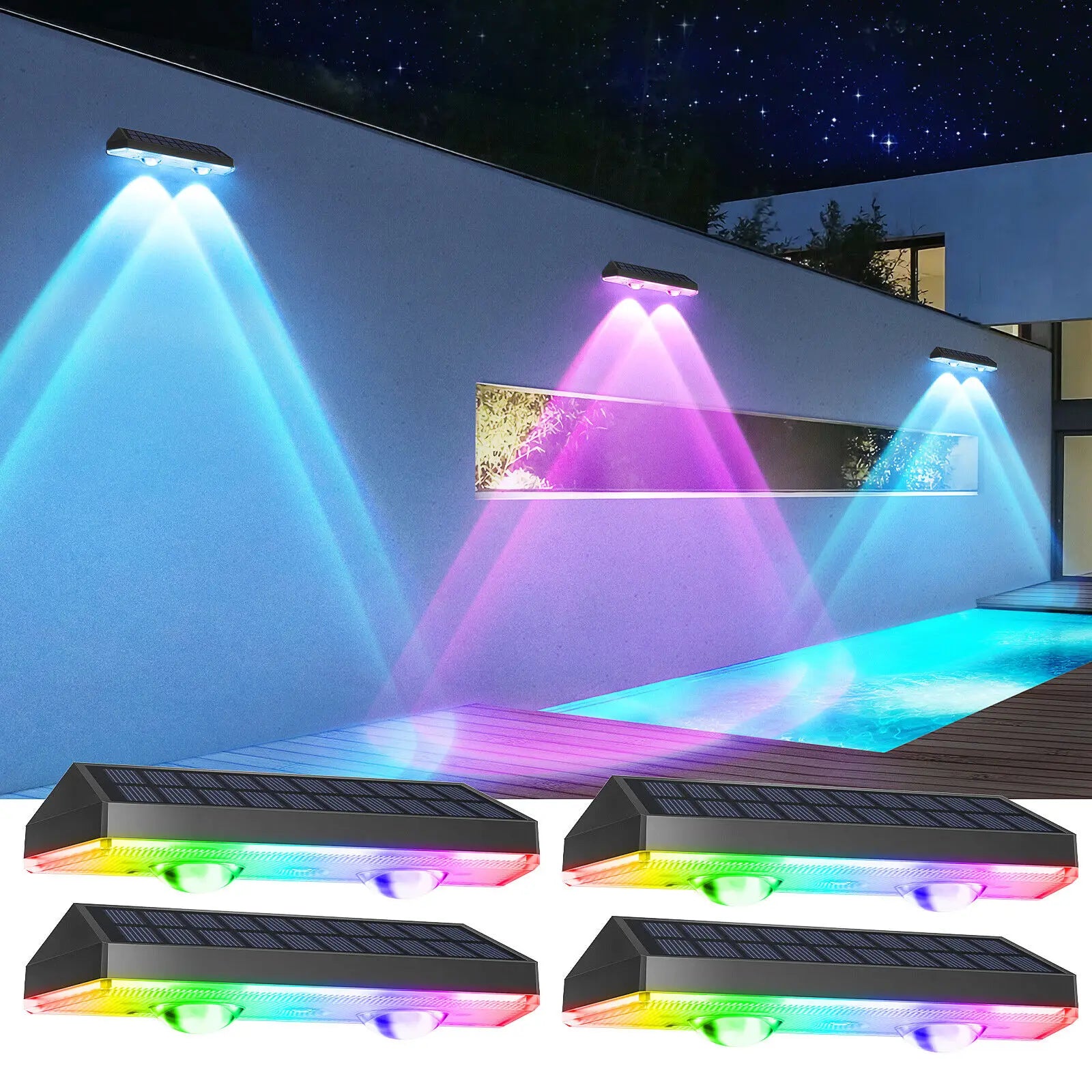 Applique solaire murale RGB pour extérieur