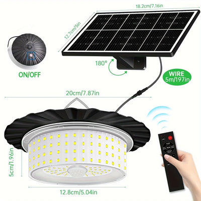 Lampe Solaire Suspendue Extérieure 244 LED avec Télécommande et Détecteur de Mouvement