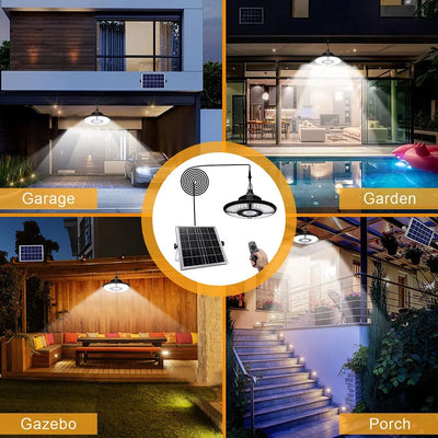 Plafonnier Solaire Extérieur 136 LED Pliable pour Garage