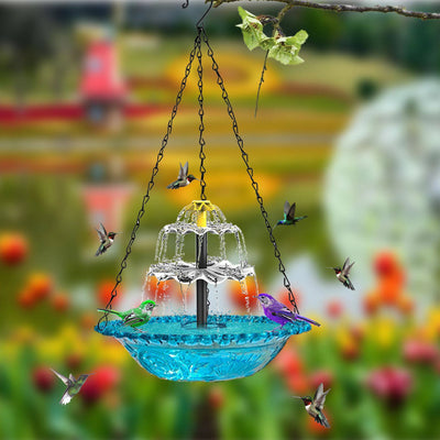 Fontaine Solaire Cascade Suspendue Bol en Verre pour Oiseaux