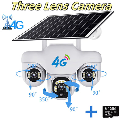 Caméra Solaire 4G PTZ 3 Objectifs Extérieure
