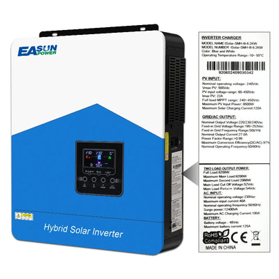 Onduleur Solaire Hybride 6,2 kW Double Sortie WiFi