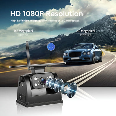 Caméra de Recul Solaire WiFi 1080P IP69 Sans Câblage