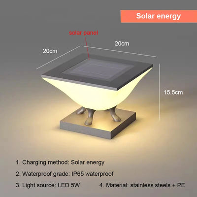 Lampe Solaire de Pilier Moderne d'Extérieur