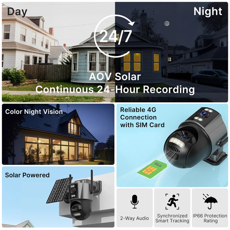 Caméra Solaire 4G Extérieure Suivi Automatique
