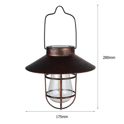 Lanterne Solaire Extérieure Rétro Métal Filament LED Suspendue
