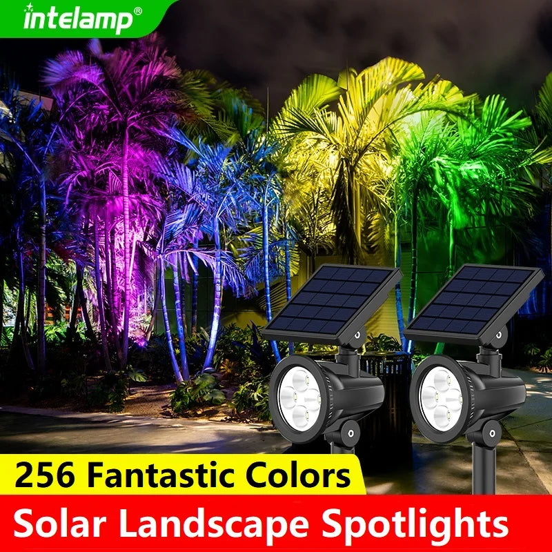 Lot de 2 projecteurs solaires paysage à 8 modes pour jardin