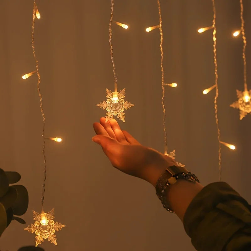 Rideau Lumineux Solaire Flocons et Glaçons LED Noël