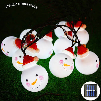Guirlande Solaire Bonhomme de Neige et Père Noël pour Cour