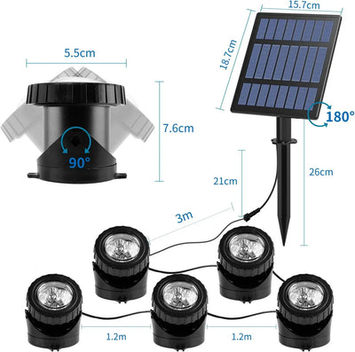 Lampe Solaire Bassin Submersible RGB Kit 3 à 5 Spots