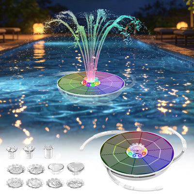 Fontaine Solaire de Jardin LED Batterie 8 Buses