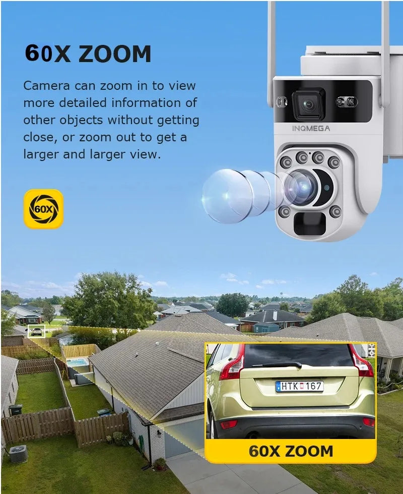 Caméra de Surveillance Solaire INQMEGA 4G 12MP Zoom Optique 60X
