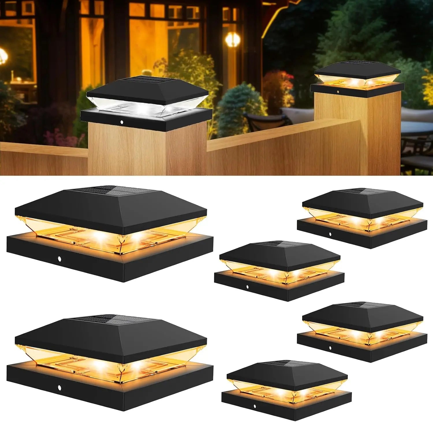 Lampe Solaire de Poteau de Clôture Pilier Lot de 2