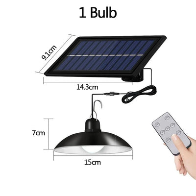 Lustre Solaire Suspendu Étanche Double Tête Télécommande Extérieur