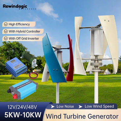 Éolienne Verticale 10 kW 12V 24V 48V Démarrage Basse Vitesse