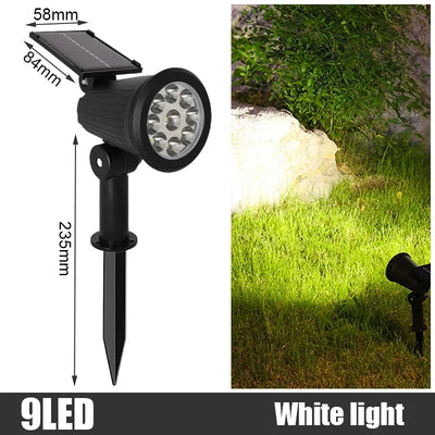 Spot Solaire RGB Extérieur 9 LED Luminosité Réglable pour Jardin et Palmiers