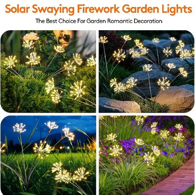 Lampe Solaire Feu d'Artifice Décorative pour Jardin