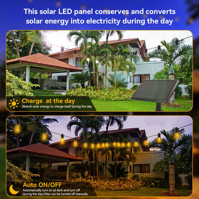 Guirlande Solaire LED S14 15m Étanche IP65 Jardin Mariage