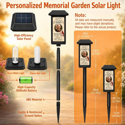 Lampe Solaire de Jardin Personnalisée avec Plaque Photo