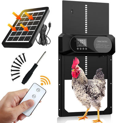 Porte Automatique de Poulailler Solaire Grande Taille avec Écran LCD