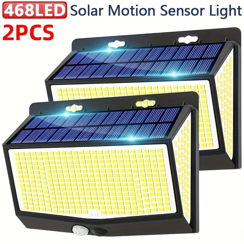 Applique Murale Solaire Extérieur 468 LED Détecteur de Mouvement