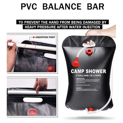Sac de Douche Solaire 20 L Compact avec Tuyau