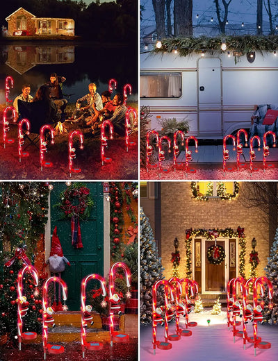 Balise Solaire Canne à Sucre et Flocon LED Noël