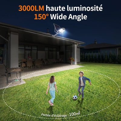 Lampe Solaire de Rue 3000LM Double 180° Détecteur Mouvement
