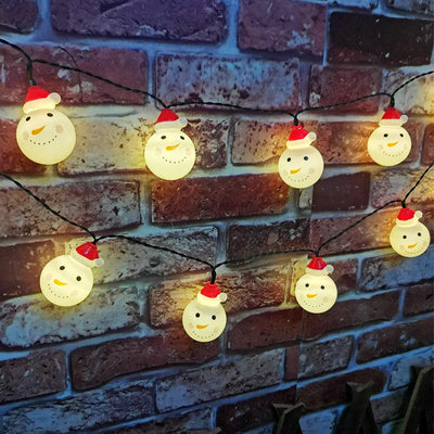 Guirlande Solaire Bonhomme de Neige et Père Noël pour Cour
