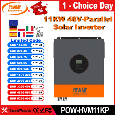Onduleur Hybride Solaire PowMr 11kW 48V MPPT 150A Pur Sinus