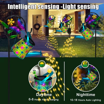 Arrosoir Solaire Lumineux à Cascade de LED pour Jardin