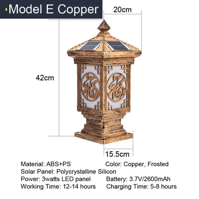 Lampe Solaire Pilier Jardin Décoration Étanche