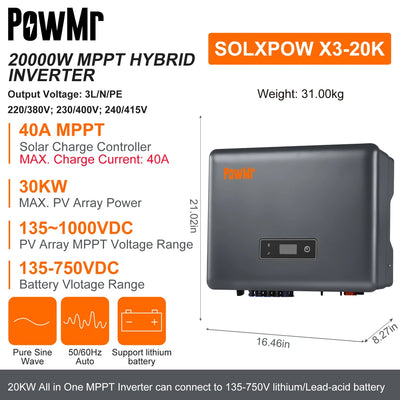 Onduleur Solaire Hybride Triphasé 12-20 kW - vue 2
