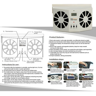 Ventilateur Solaire de Ventilation 2W avec Écran