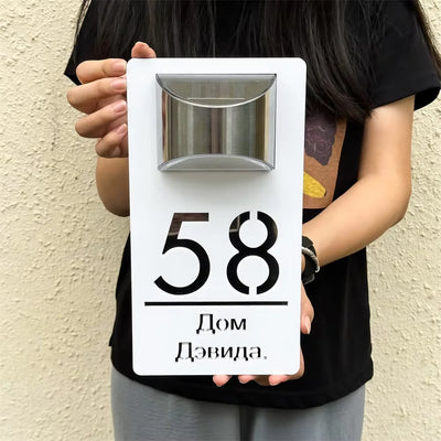 Plaque Numéro Maison Solaire LED Personnalisée Acrylique 3D