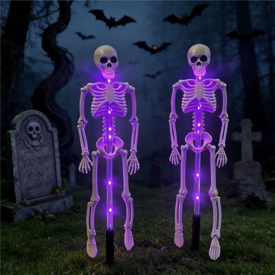 Lampe Solaire Halloween Chauve-Souris et Squelette 3D à Piquet