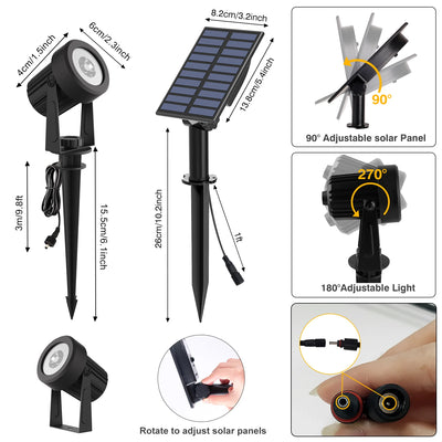 Projecteur Solaire Aluminium Anti-Rouille Jardin Chemin IP65