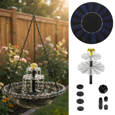 Fontaine Solaire Suspendue Bol en Verre avec Crochet