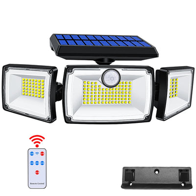Projecteur Solaire 167 LED 3 Têtes Réglables Détecteur Mouvement