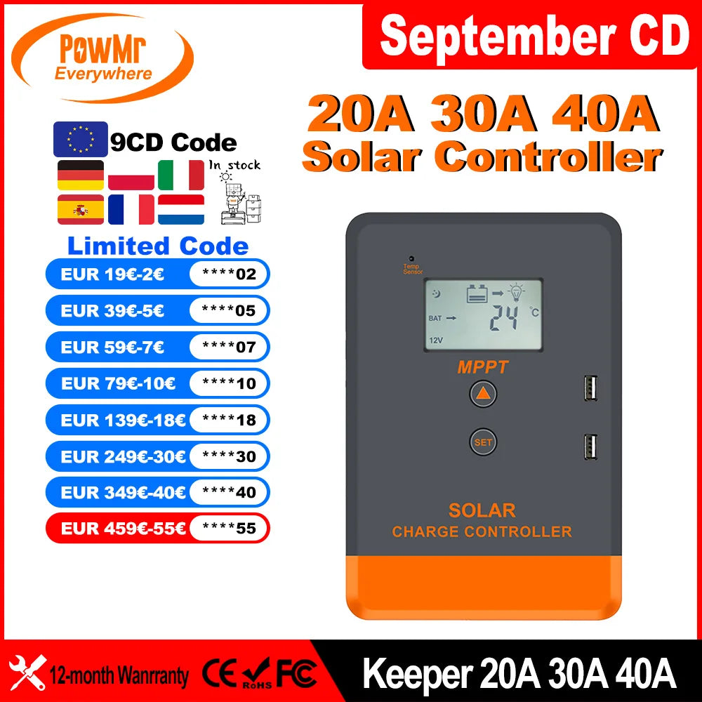 Régulateur de Charge Solaire MPPT 12V 24V