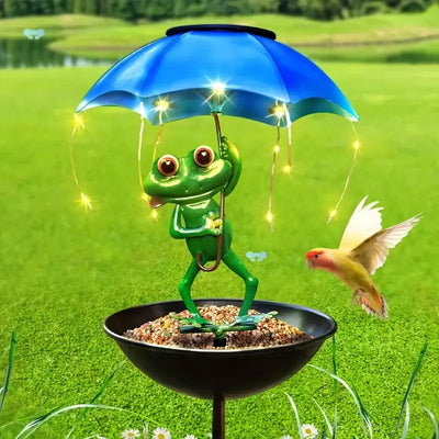 Lampe Solaire Grenouille et Mangeoire à Oiseaux Guirlande LED