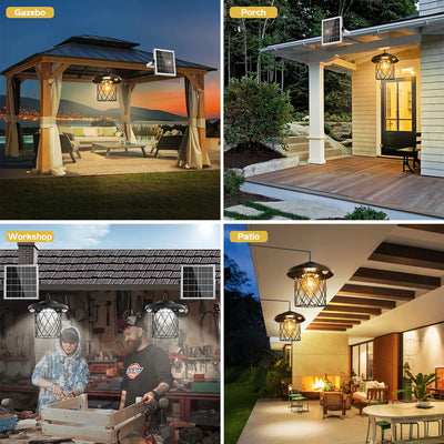 Lampe Solaire Suspendue 3 Couleurs Minuterie IP65 Gazebo