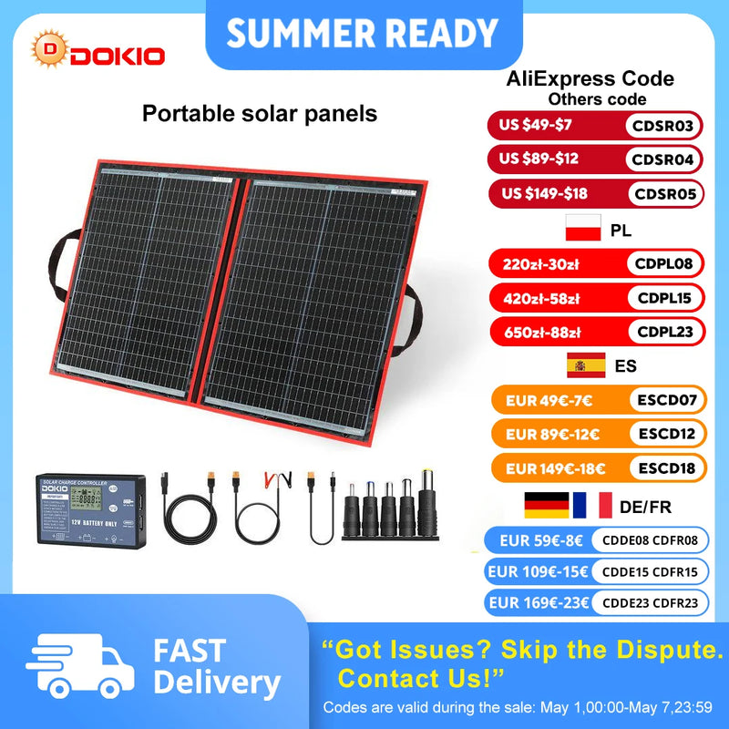 Kit Panneau Solaire Portable Pliable 18V Camping Voyage – écran de contrôle et indicateurs
