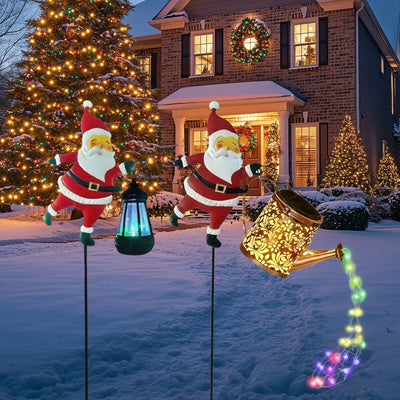 Lampe Solaire Père Noël Pomme de Douche Décorative Jardin
