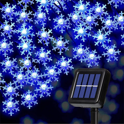 Lampe Solaire Flocon de Neige 62 LED Étanche Arbre de Noël