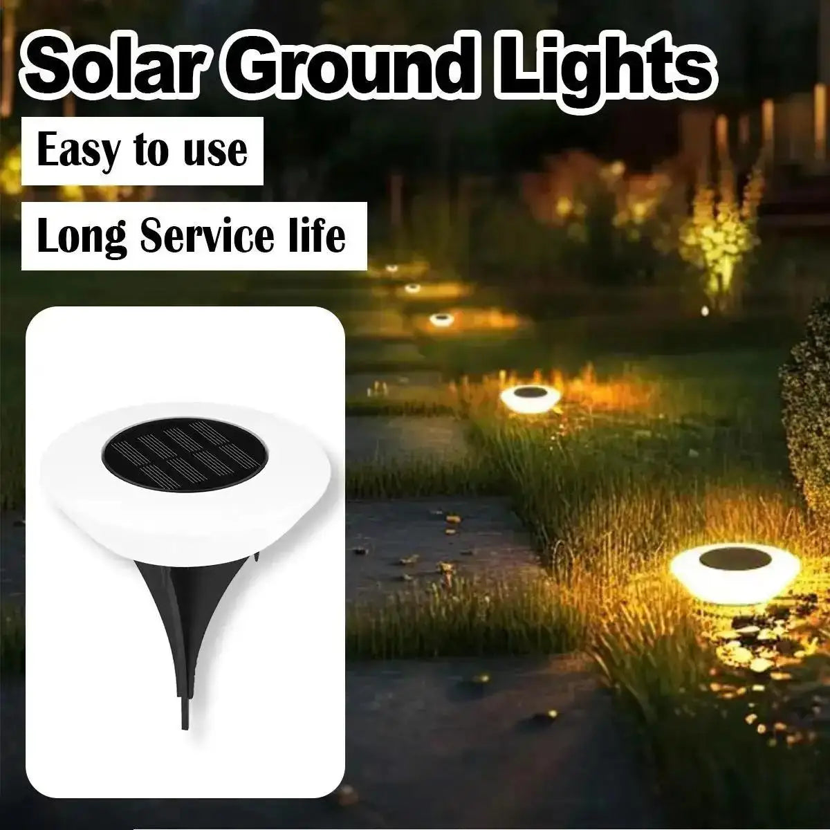 Lampe solaire de sol extérieure LED étanche pour jardin