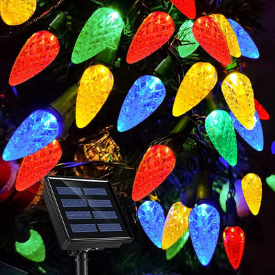 Guirlande Solaire Noël C6 Fraise 50 ou 100 LED Extérieur