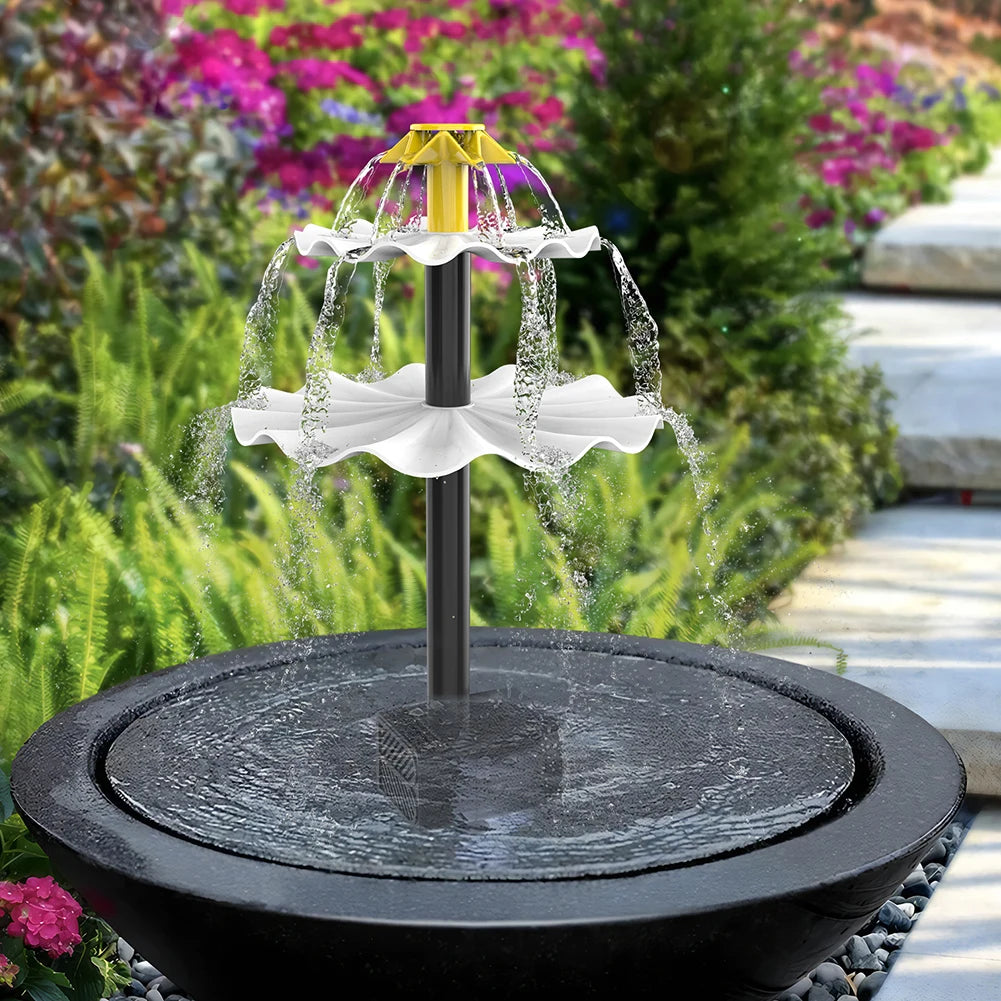 Fontaine Solaire 3 Niveaux Bain d'Oiseaux Panneau 4W
