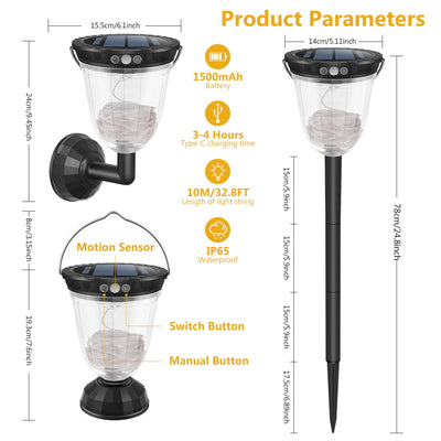 Guirlande Solaire 10M LED 10 Modes IP65 Étanche Jardin Patio